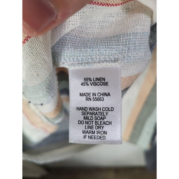 FOR CYNTHIA Women’s XL Striped Linen Blend Sleeveless Shift Dress Beach Coastal - Picture 8 of 9